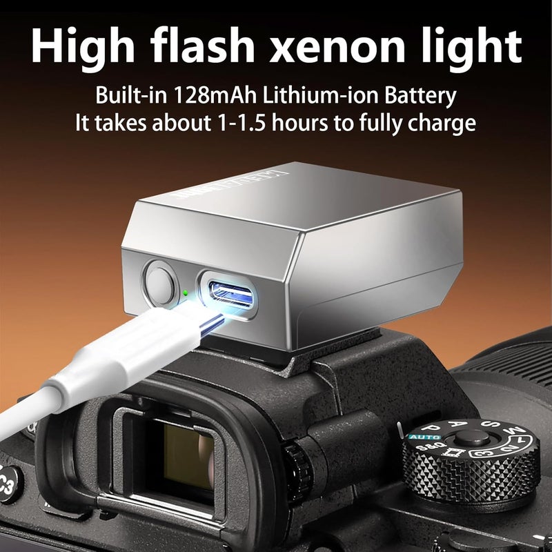 MEDALight New Aluminum F1s Mini Camera Flash for Ricoh GR3/GR3X/Fuji/Sony ZV1/Nikon/Canon/Olympus/Digital Film Cameras,Portable Hot Shoe Speedlite for DSLR Camera(Silver) - Image 5